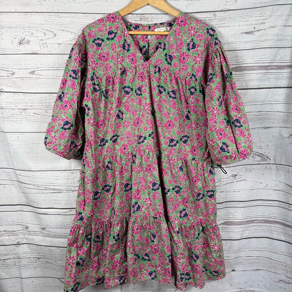 Sundry Dresses & Skirts - Anthropologie Sundry Ditzy Floral Cotton Dress Tiered Balloon Sleeve Size 1 (S)